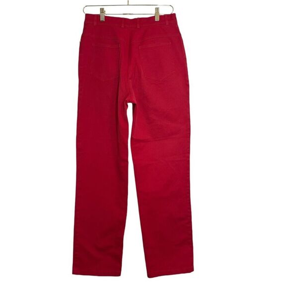 St John Sport High Rise Pants Women's 6 Red Pockets Gold Hardware‎ Festive - Picture 2 of 5